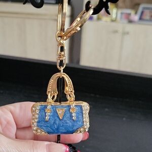 Keychain  Blue and Gold Handbag